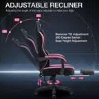 Hoffree Breathable Fabric Massage Gaming Chair Ergonomic Office PC Chair with Footrest & Adjustable