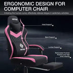 Hoffree Breathable Fabric Massage Gaming Chair Ergonomic Office PC Chair with Footrest & Adjustable