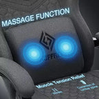 Hoffree Breathable Fabric Massage Gaming Chair Ergonomic Office PC Chair with Bluetooth Speaker & Footrest