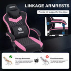 Hoffree Breathable Fabric Massage Gaming Chair Ergonomic Office PC Chair with Bluetooth Speaker & Footrest