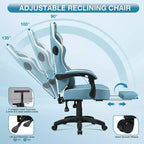 Hoffree Leather Massage Gaming Chair Ergonomic Office PC Chair with Bluetooth Speaker & Footrest