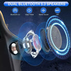 Hoffree Leather Massage Gaming Chair Ergonomic Office PC Chair with Bluetooth Speaker & Footrest