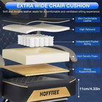 Hoffree Leather Massage Gaming Chair Ergonomic Office PC Chair with Bluetooth Speaker & Footrest