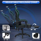 Hoffree Leather Massage Gaming Chair Ergonomic Office PC Chair with Bluetooth Speaker & Footrest