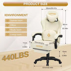 Hoffree Leather Massage Gaming Chair Ergonomic Office PC Chair with Bluetooth Speaker & Footrest