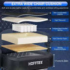 Hoffree Leather Massage Gaming Chair Ergonomic Office PC Chair with Bluetooth Speaker & Footrest