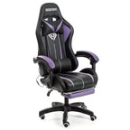 Hoffree Comfort Massage Racing Gaming Chair Ergonomic Office PC Chair with Footrest & RGB Light