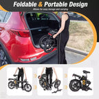 Costway 16 Folding E-Bike Portable Electric Bicycle with Peak 650 W Brushless Motor
