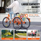 VEVOR Folding Adult Tricycle, 24-Inch Adult Folding Trikes, Lightweight Aluminum Alloy 3 Wheel Cruiser Bike with Large Rear Basket