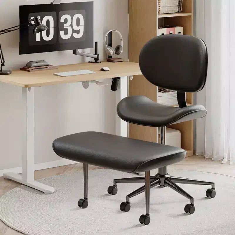 Pinmoco Armless Cross Legged Office Chair, Extra Wide Seat, 360 Swivel Design, Ergonomic Desk Chair for Home Office, Gaming & Meditation