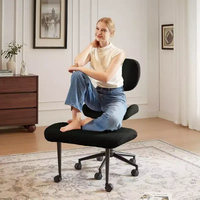 Pinmoco Armless Cross Legged Office Chair, Extra Wide Seat, 360 Swivel Design, Ergonomic Desk Chair for Home Office, Gaming & Meditation