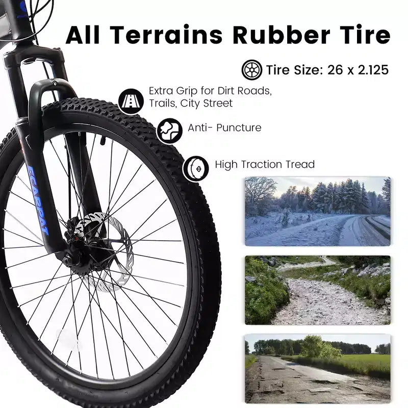 Sturdy Steel Frame for Adults, Commuting, Travel and Off-Road Cycling