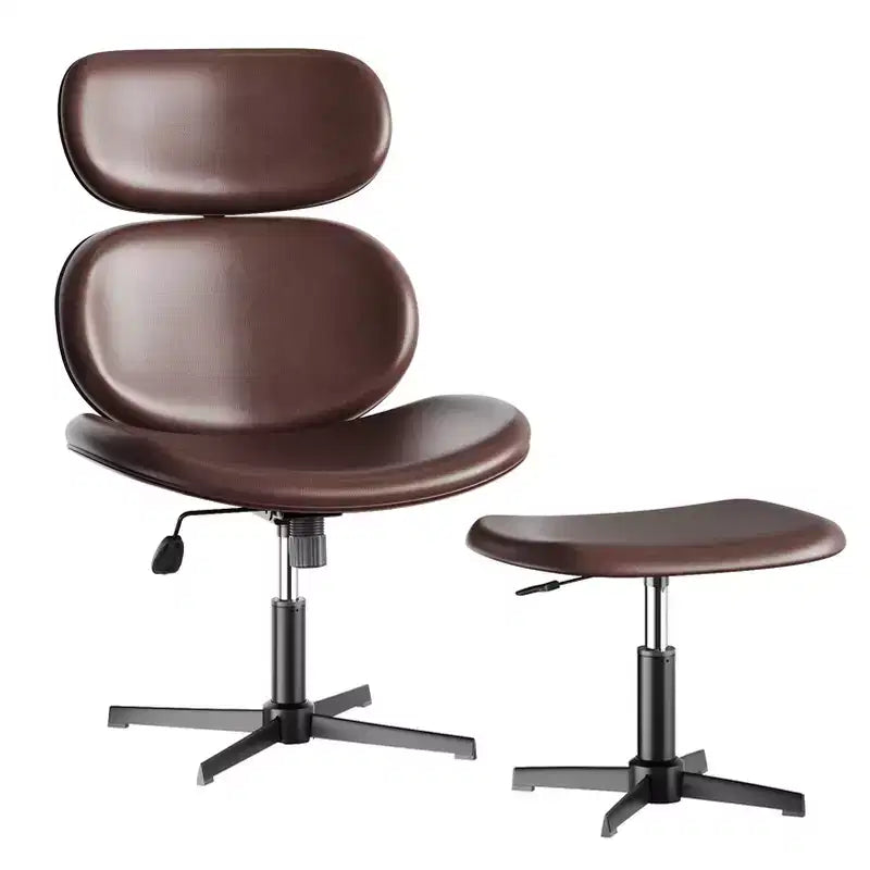 Bestier Swivel Office Chair With Ottoman, Reclining Desk Chair with Adjustable High Back & Headrest, PU Gaming Chair Ergonomic Computer Chair