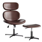 Bestier Swivel Office Chair With Ottoman, Reclining Desk Chair with Adjustable High Back & Headrest, PU Gaming Chair Ergonomic Computer Chair