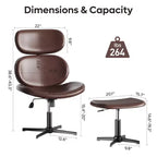 Bestier Swivel Office Chair With Ottoman, Reclining Desk Chair with Adjustable High Back & Headrest, PU Gaming Chair Ergonomic Computer Chair
