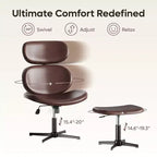 Bestier Swivel Office Chair With Ottoman, Reclining Desk Chair with Adjustable High Back & Headrest, PU Gaming Chair Ergonomic Computer Chair