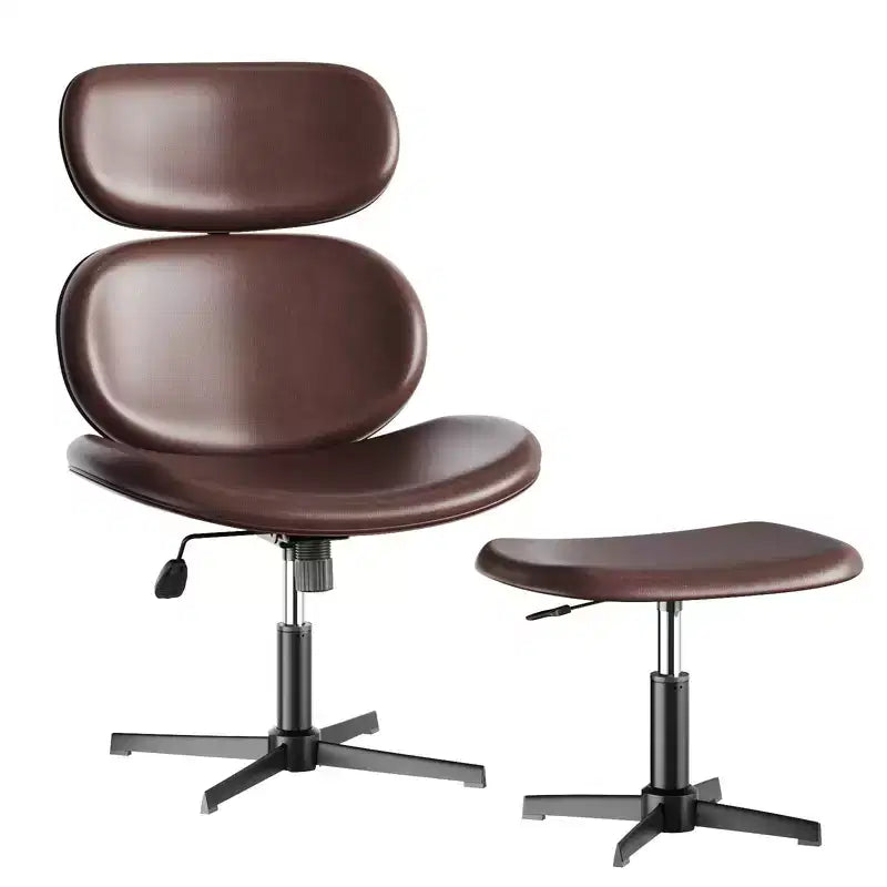 Bestier Swivel Office Chair With Ottoman, Reclining Desk Chair with Adjustable High Back & Headrest, PU Gaming Chair Ergonomic Computer Chair