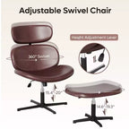 Bestier Swivel Office Chair With Ottoman, Reclining Desk Chair with Adjustable High Back & Headrest, PU Gaming Chair Ergonomic Computer Chair