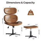 Bestier Swivel Office Chair With Ottoman, Reclining Desk Chair with Adjustable High Back & Headrest, PU Gaming Chair Ergonomic Computer Chair