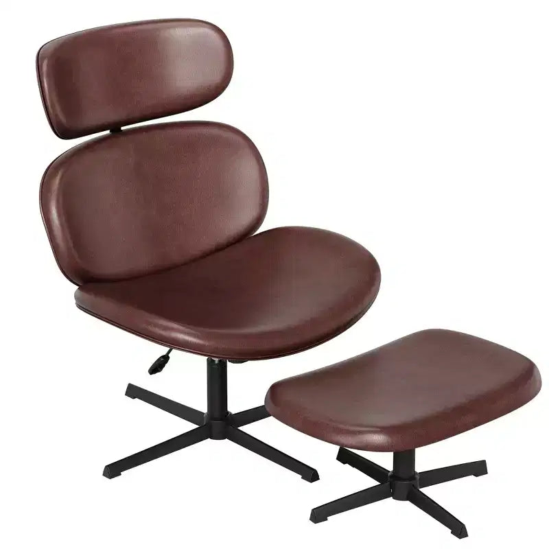 Bestier Swivel Office Chair With Ottoman, Reclining Desk Chair with Adjustable High Back & Headrest, PU Gaming Chair Ergonomic Computer Chair