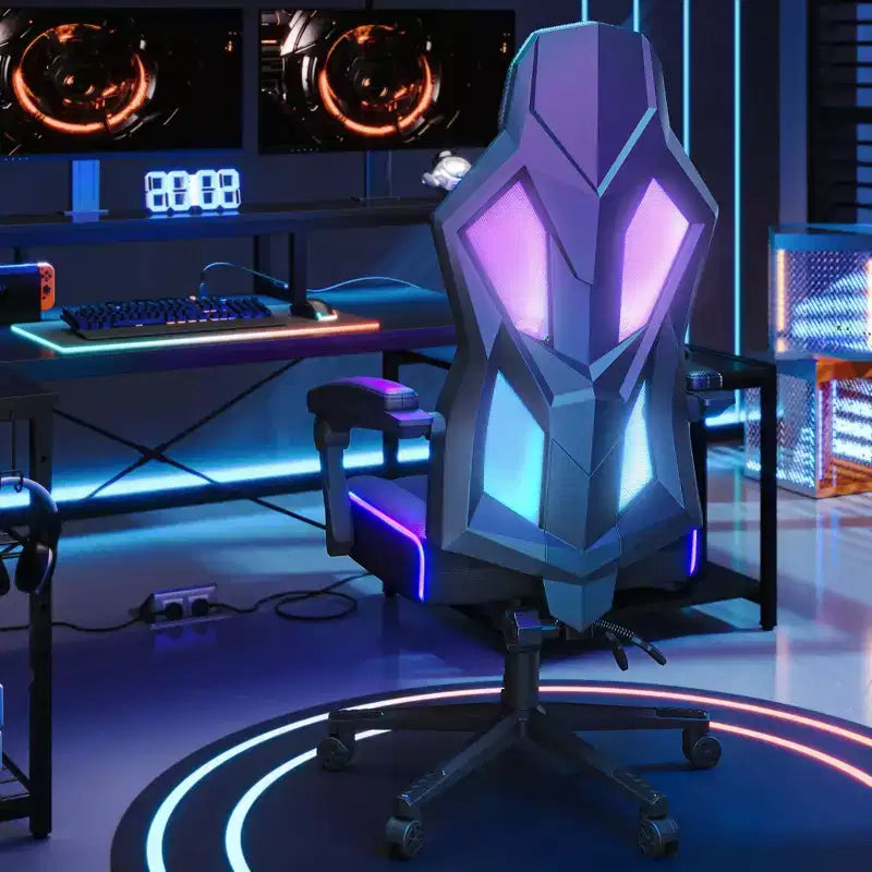 Bestier Breathable Fabric Gaming Chair with RGB LED Lighting and Adjustable Armrests
