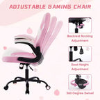 Bestier Gaming Chair, PU Leather Computer Swivel Chair with Lumbar Support, Adjustable Backrest and Flip-up Armrest for Home Office Desk Chair
