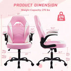Bestier Gaming Chair, PU Leather Computer Swivel Chair with Lumbar Support, Adjustable Backrest and Flip-up Armrest for Home Office Desk Chair
