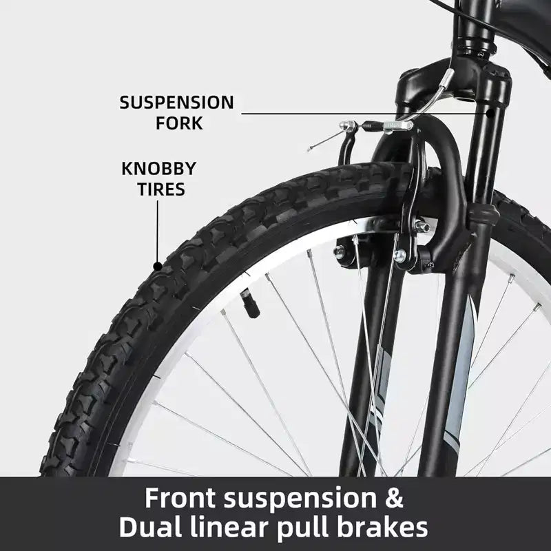 hykolity 26 27.5 Wheel Mountain Bike, 18 Speed MTB Women Men Bicycle with Adjustable Saddle, Full Suspension for Outdoor Cycling