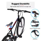 BAMCBASE 24 26 Mountain Bike, 18 Speeds High-Carbon Steel Frame, Sport Cycling MTB Bicycle for Adult