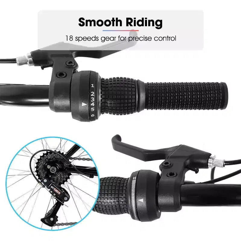 BAMCBASE 24 26 Mountain Bike, 18 Speeds High-Carbon Steel Frame, Sport Cycling MTB Bicycle for Adult