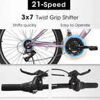 Zeus & Ruta 26 Mountain Bike with 21-Speed Gear, Front Suspension, V-Brake, Carbon Steel Frame Bicycle for Teens and Women