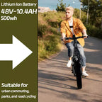 Electric Bike for Adults,20 x 4.0 Fat Tire Folding Ebike,500W 48V Removable Battery and 7-Speed Gears Ideal for Commuting