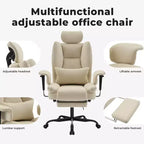 Office Chair PU Leather Computer Chair with Lumbar Support and High Backrest, Ergonomic Desk Chair with Liftable Headrest