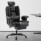 Office Chair PU Leather Computer Chair with Lumbar Support and High Backrest, Ergonomic Desk Chair with Liftable Headrest