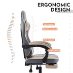 Gaming Chair, Ergonomic Computer Chair with Footrest and Massage Lumbar Support, Height Adjustable Swivel Video Game Chair