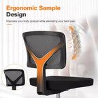 Armless Mesh Office Chair with Adjustable Height and Lumbar Support, Swivel Rolling Computer Desk Chair for Small Spaces