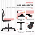 Armless Mesh Office Chair with Adjustable Height and Lumbar Support, Swivel Rolling Computer Desk Chair for Small Spaces