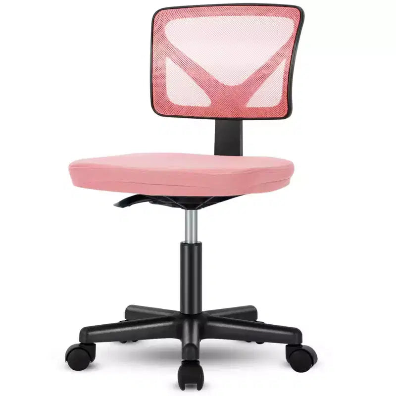 Armless Mesh Office Chair with Adjustable Height and Lumbar Support, Swivel Rolling Computer Desk Chair for Small Spaces