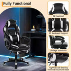 360 Swivel Height Adjustable Gaming Chair with Retractable Footrest & Ergonomic Lumbar High Back PU Leather Computer Chair with Headrest for Office