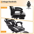 360 Swivel Height Adjustable Gaming Chair with Retractable Footrest & Ergonomic Lumbar High Back PU Leather Computer Chair with Headrest for Office