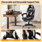 360 Swivel Height Adjustable Gaming Chair with Retractable Footrest & Ergonomic Lumbar High Back PU Leather Computer Chair with Headrest for Office