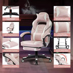 360 Swivel Height Adjustable Gaming Chair with Retractable Footrest & Ergonomic Lumbar High Back PU Leather Computer Chair with Headrest for Office