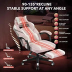 360 Swivel Height Adjustable Gaming Chair with Retractable Footrest & Ergonomic Lumbar High Back PU Leather Computer Chair with Headrest for Office