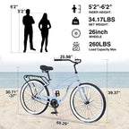 NAYSAYE Beach Cruiser Bike 26 inch Wheels Bike 7 Speed V-Brake Comfortable Saddle Classic Retro Cruiser Bike Commuter Bike for Women Men Senior