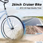 NAYSAYE Beach Cruiser Bike 26 inch Wheels Bike 7 Speed V-Brake Comfortable Saddle Classic Retro Cruiser Bike Commuter Bike for Women Men Senior