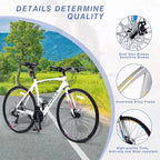 NAYSAYE Bicycle 24 Speed Hybrid Bike Disc Brakes Aluminum Frame for Men and Women for City Cycling, White, 67.32*14.56*39.37
