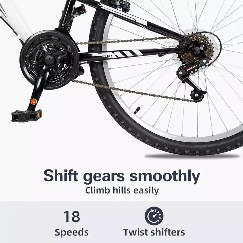 hykolity 26 inch Mountain Bike MTB Outdoor Bicycle Cycling 18 Speed Sport Bikes Trail Off Road Full Suspension for Adult Men Unisex White