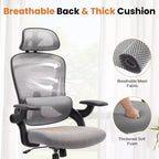 Bestier Office Chair with Adjustable Lumbar Support & Headrest, Comfy Mesh Computer Chair with Soft Flip Up Arms, Adjustable Height Gaming Chair