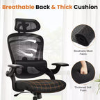 Bestier Office Chair with Adjustable Lumbar Support & Headrest, Comfy Mesh Computer Chair with Soft Flip Up Arms, Adjustable Height Gaming Chair