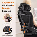 Bestier Office Chair with Adjustable Lumbar Support & Headrest, Comfy Mesh Computer Chair with Soft Flip Up Arms, Adjustable Height Gaming Chair